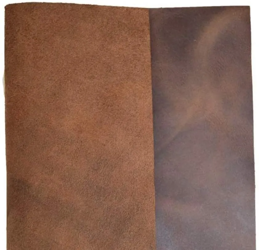 5/6 OZ (2.0/2.4 mm) Oil Tanned 2 pcs for 1 Price Bourbon Brown Natural Full Grain Leather Square (10''X18'')