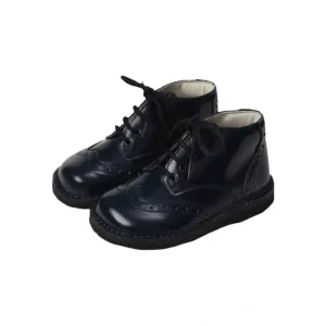 651 - Navy Polished Leather Lace for Toddler/Boy by London Kids