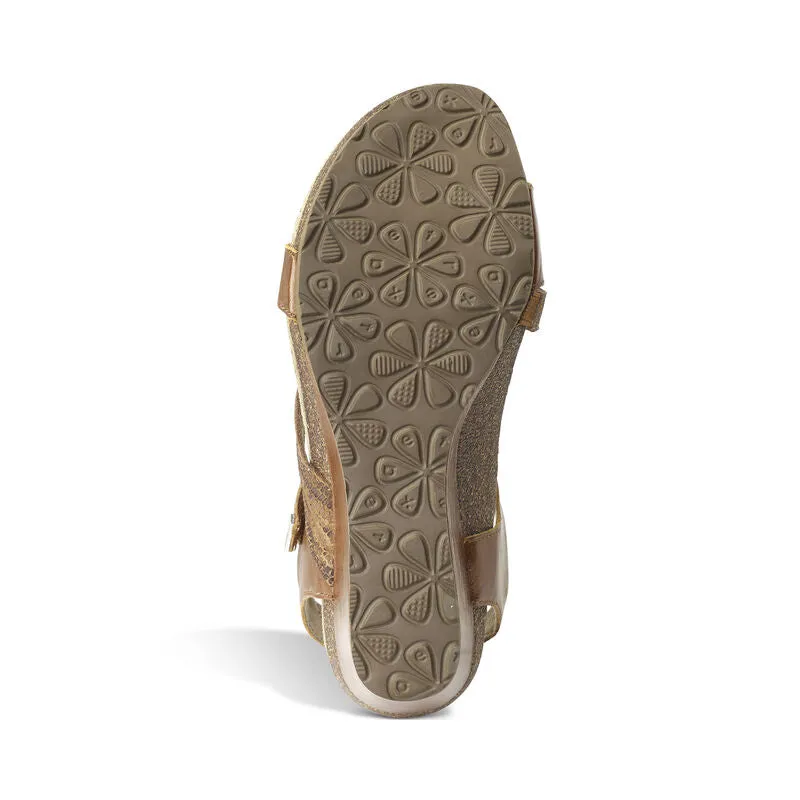Aetrex Women's Brynn Quarter Strap Wedge Sandal - Cognac EW112W