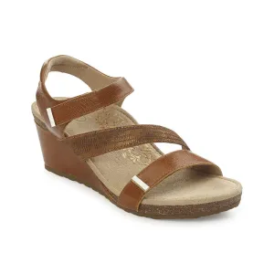 Aetrex Women's Brynn Quarter Strap Wedge Sandal - Cognac EW112W