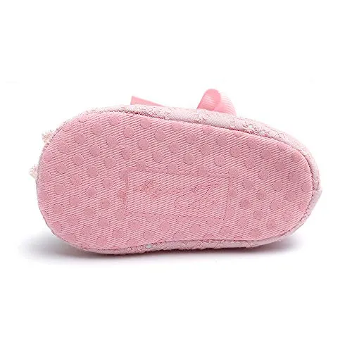 Baby Girls Mary Jane Flats with Bowknot Floral Princess Wedding Dress Shoes Soft Newborn Infant Crib First Walker Prewalker
