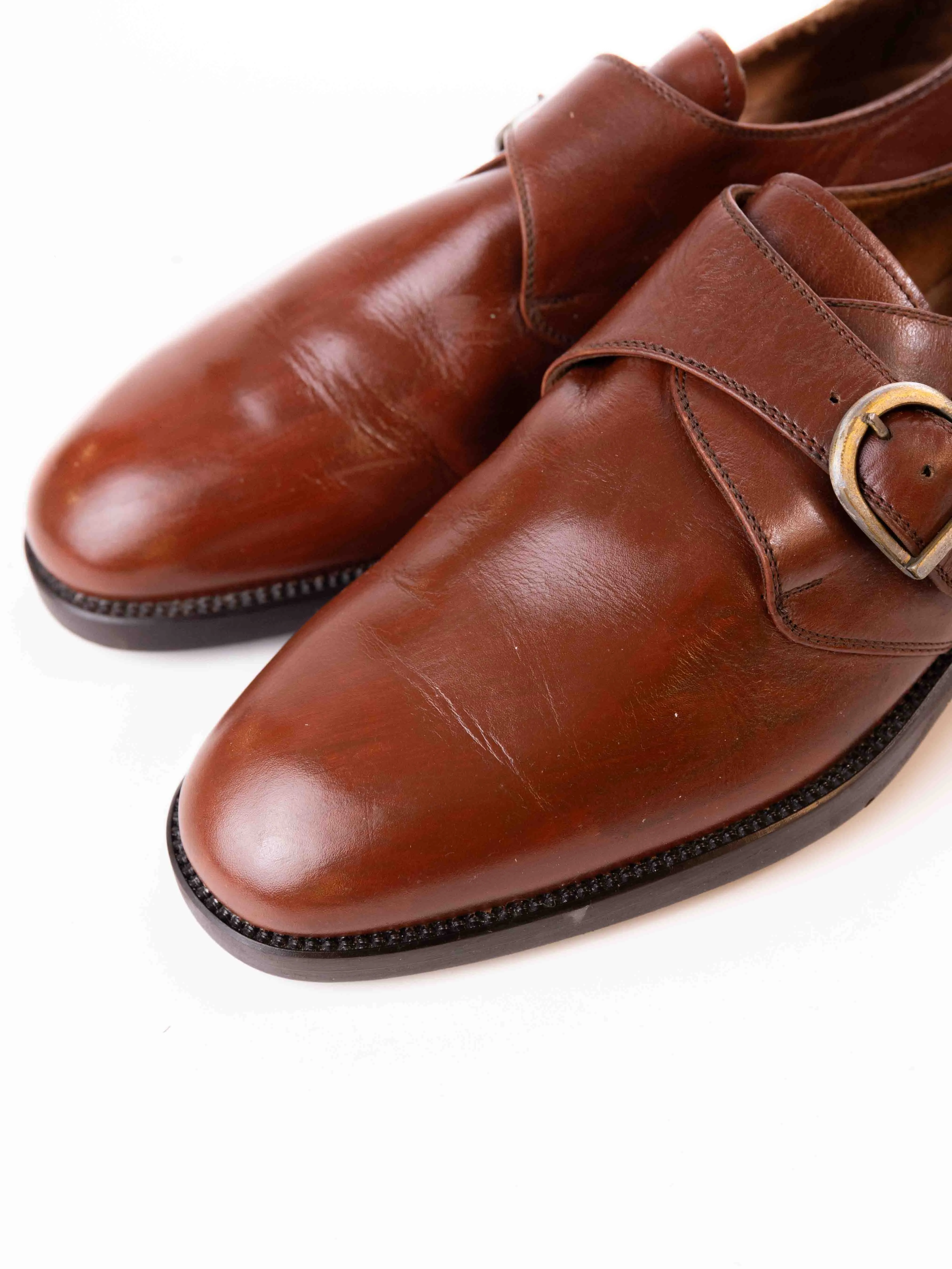 Bally Monk Strap Fine Leather Hand Sewn Shoe - Brown