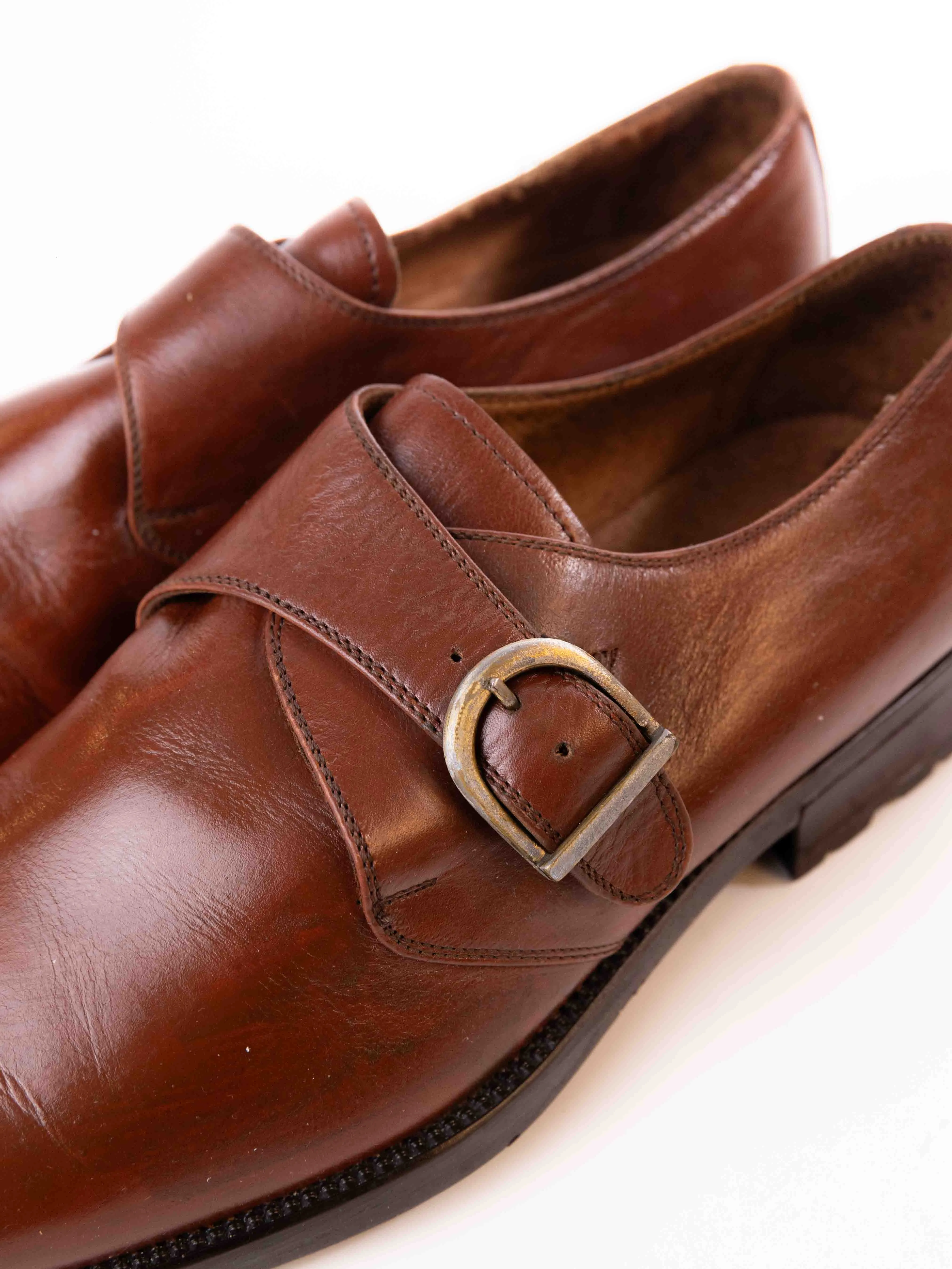 Bally Monk Strap Fine Leather Hand Sewn Shoe - Brown