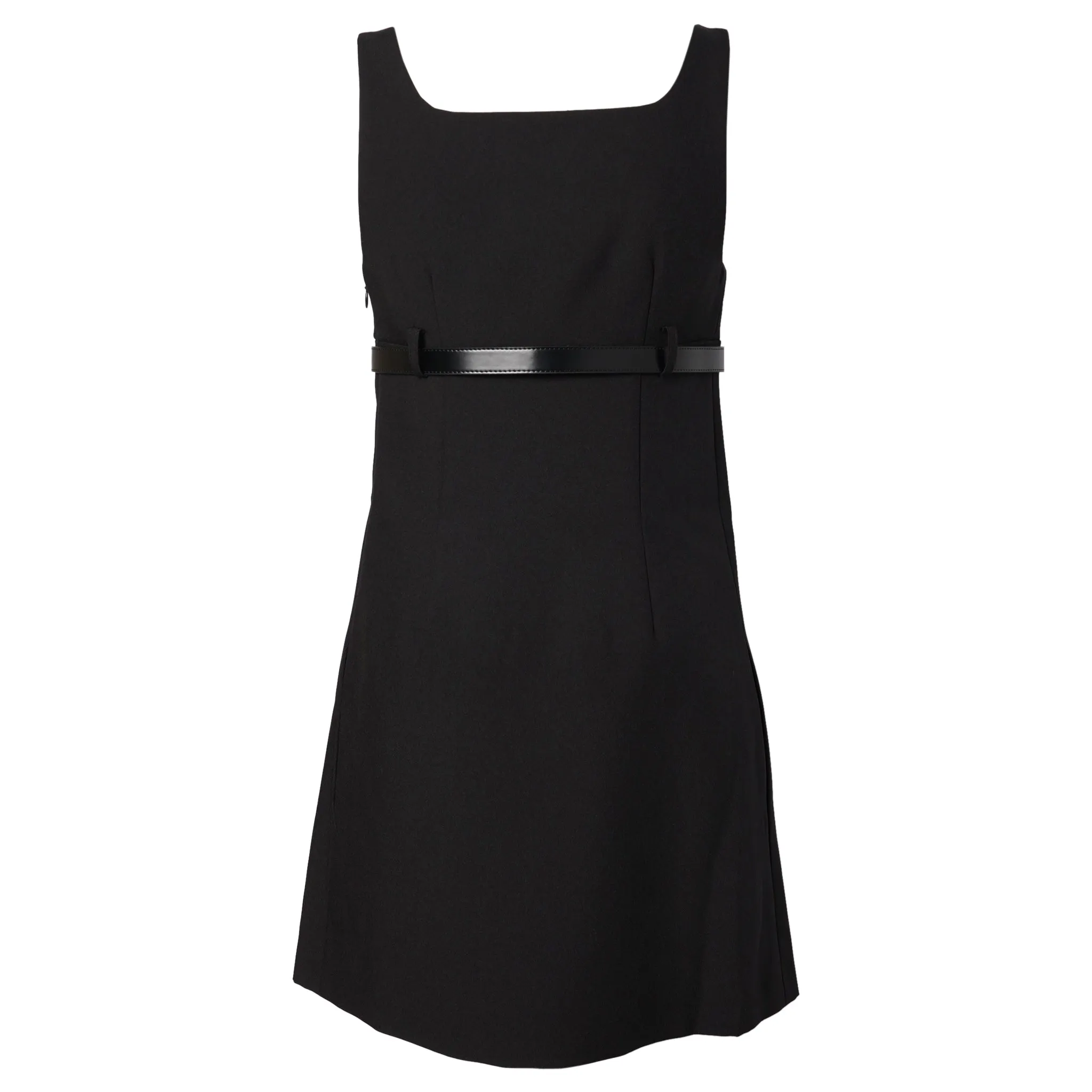 BELTED TAILORED MINI DRESS / BLACK