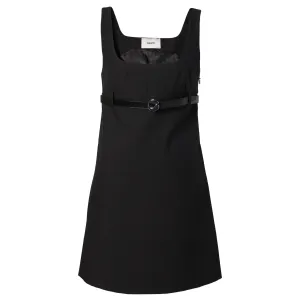 BELTED TAILORED MINI DRESS / BLACK