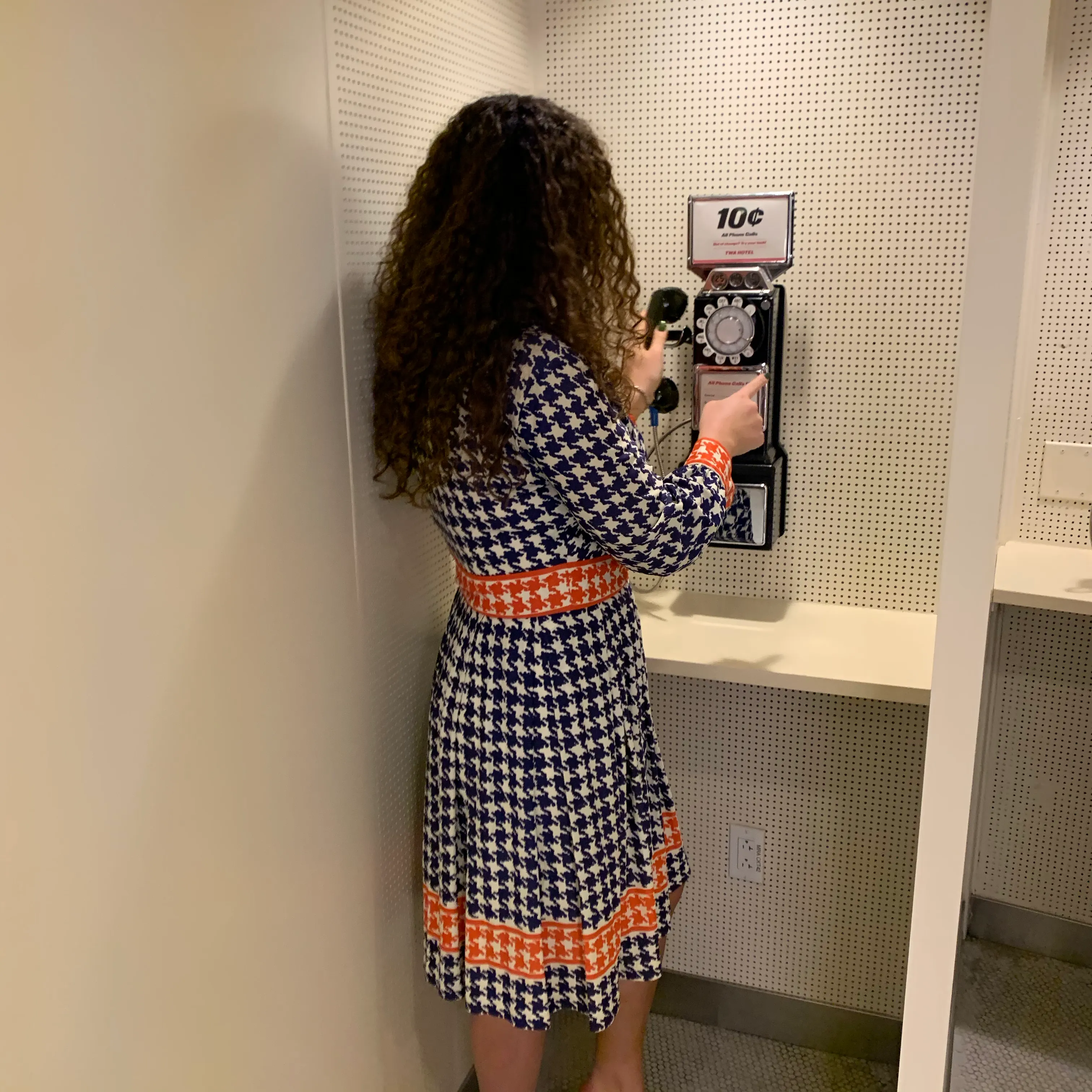 Blue and red checked dress