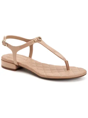 CHARTER CLUB Womens Beige Slingback Adjustable Strap Hardware Detail Quilted Padded Carinna Round Toe Block Heel Buckle Thong Sandals Shoes M