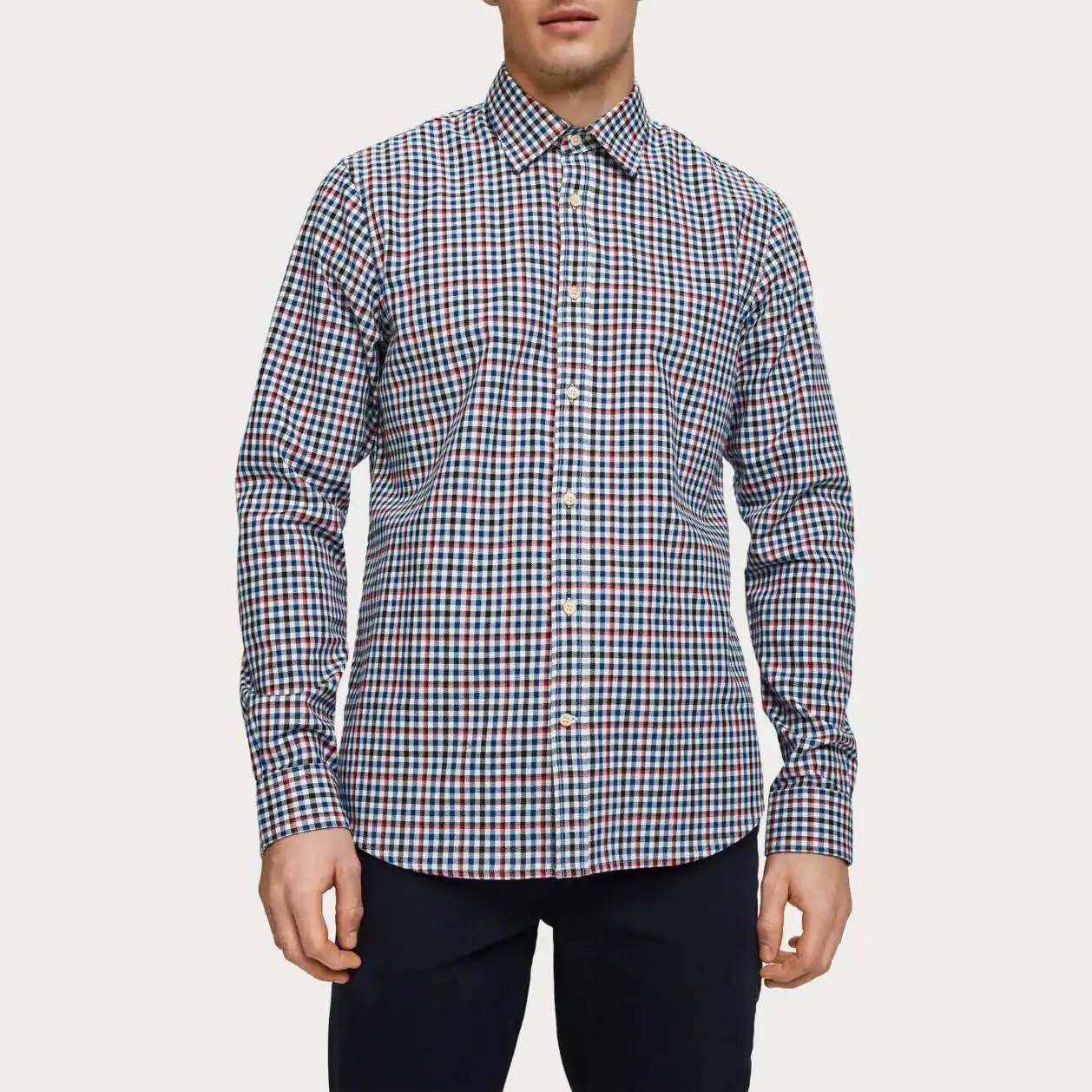 Checked Cotton Blend Shirt