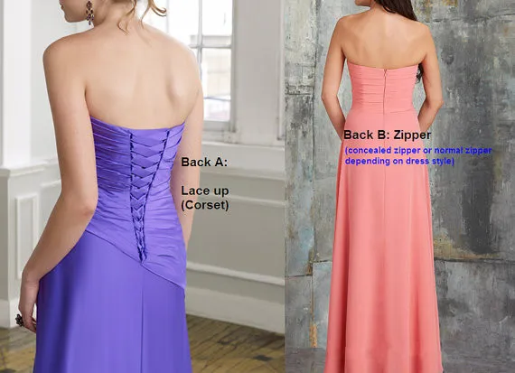 Classic Navy Chiffon Bridesmaids Dress Long Navy Mix-Match Long Party Dress (MM158)