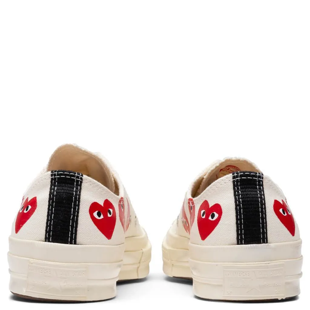 Converse x Comme Des Garcons PLAY All Star Chuck '70 Ox "Multi Heart" - Off-White