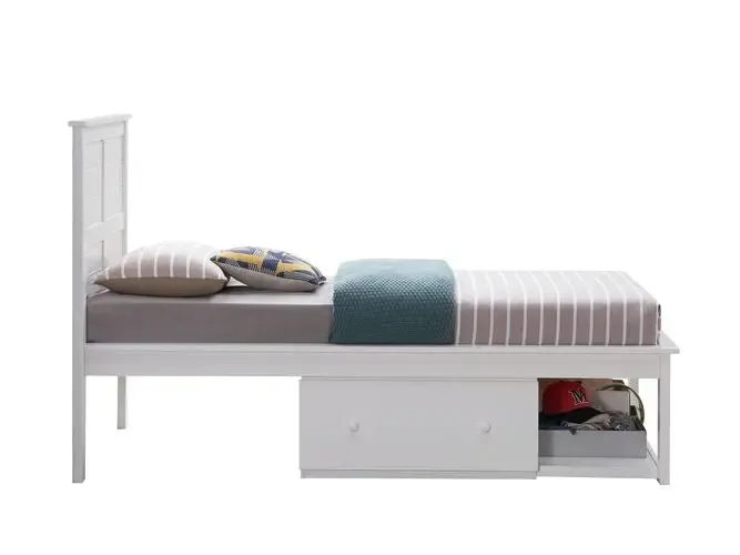 Elodie Twin Bed w/Two Drawer Storage, White Finish