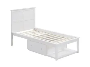 Elodie Twin Bed w/Two Drawer Storage, White Finish