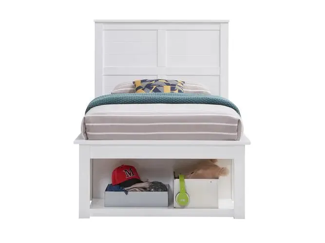 Elodie Twin Bed w/Two Drawer Storage, White Finish