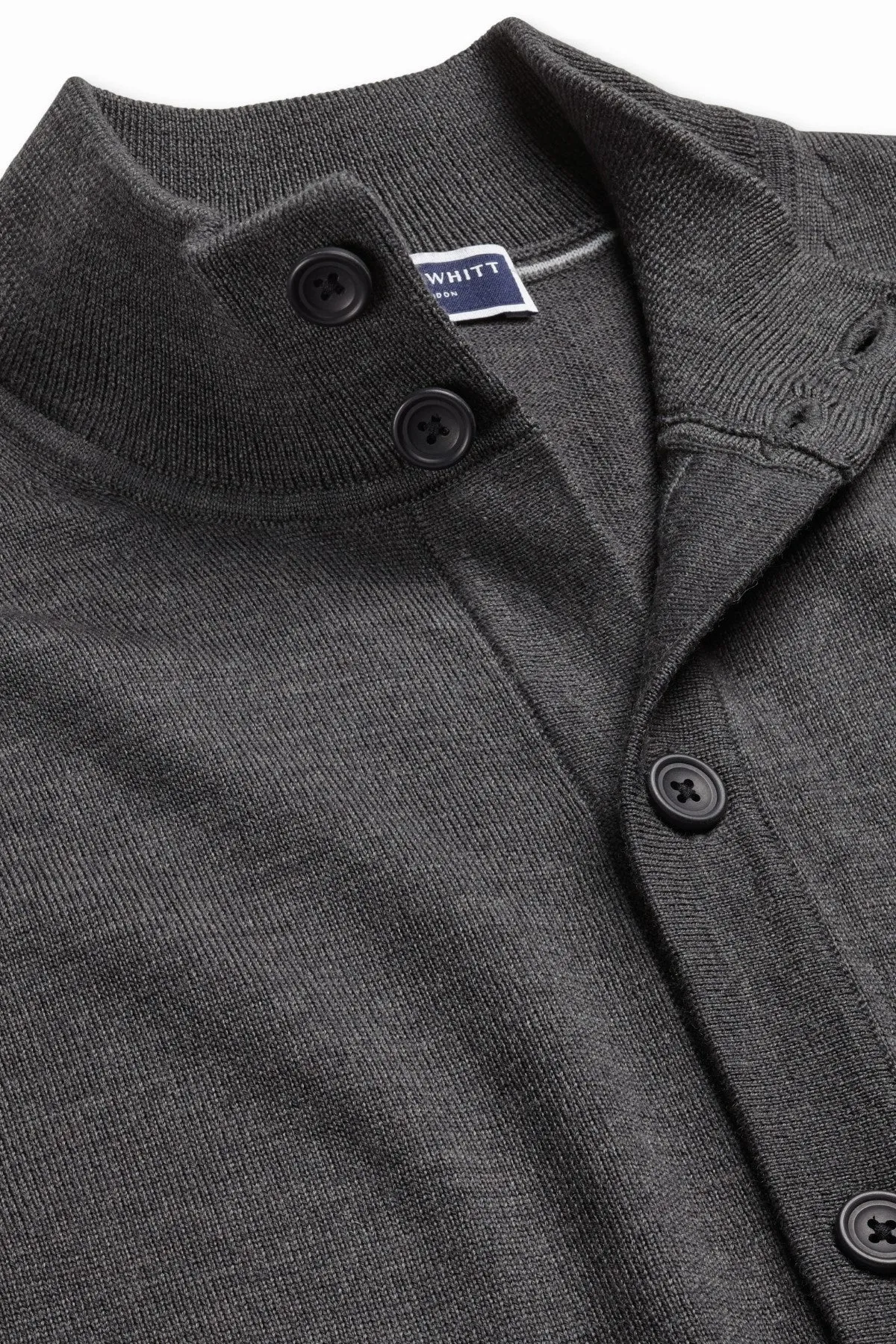 Grey Button Through Funnel Neck Cardigan