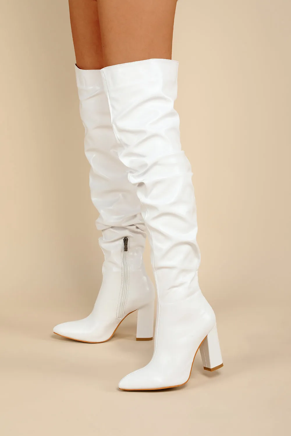 JOSKAA Woman Elegant high heel Black Chunky High-Heeled High Boots