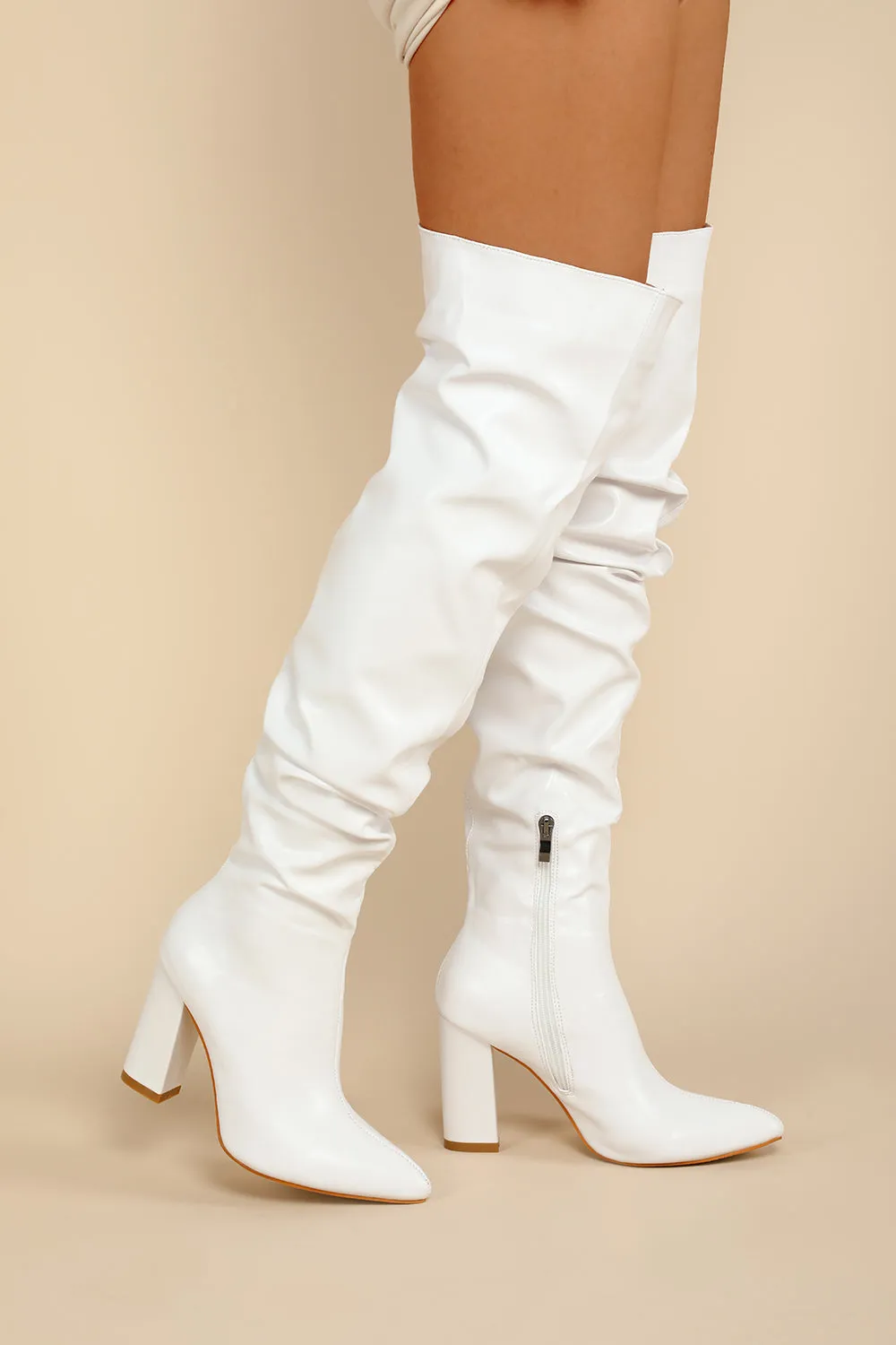 JOSKAA Woman Elegant high heel Black Chunky High-Heeled High Boots