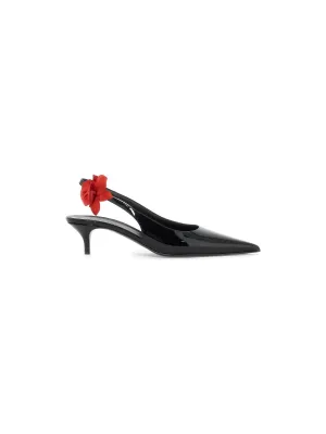 Kitten Heel Rose Slingback Pumps
