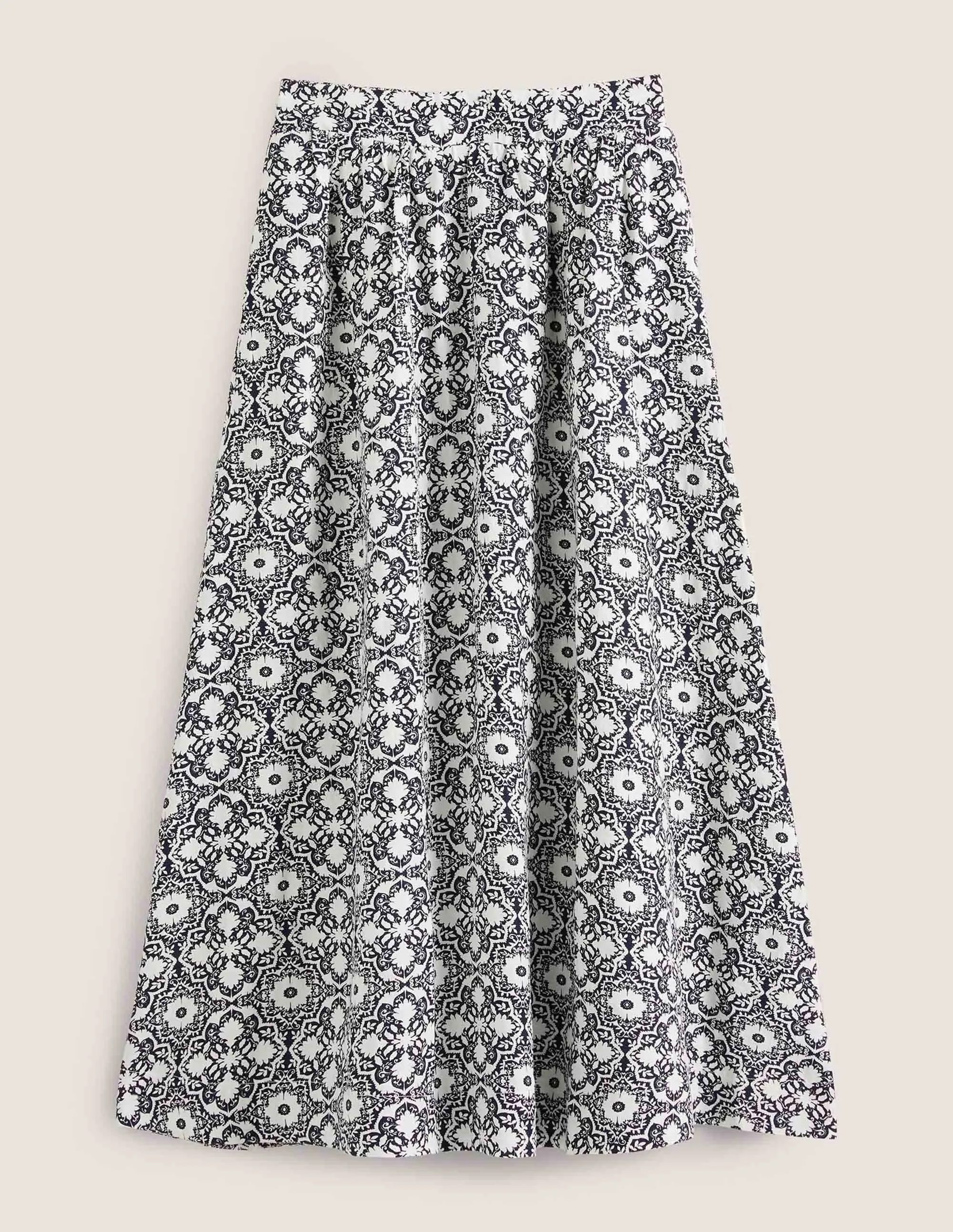 Linen Midi Skirt-French Navy, Bloomsbury Mono