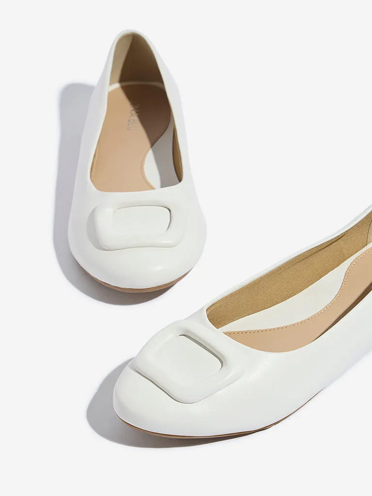 LUNA BLU White Buckle-Detailed Ballerina