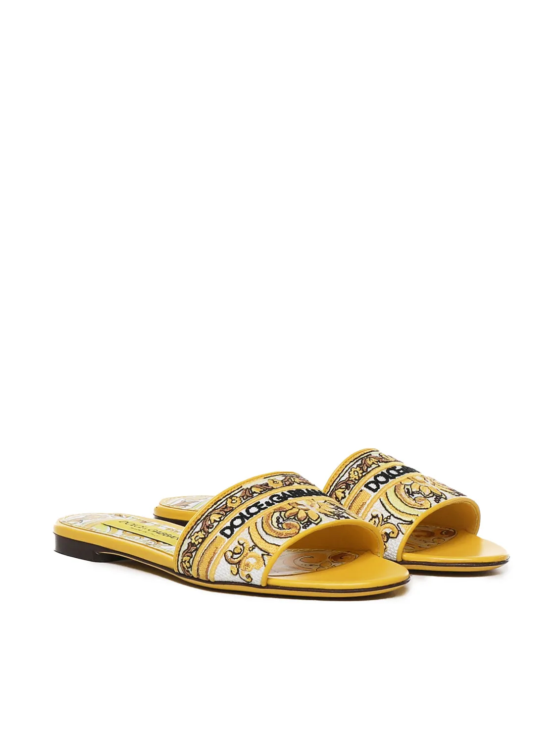 Majolica Yellow Calfskin Slides