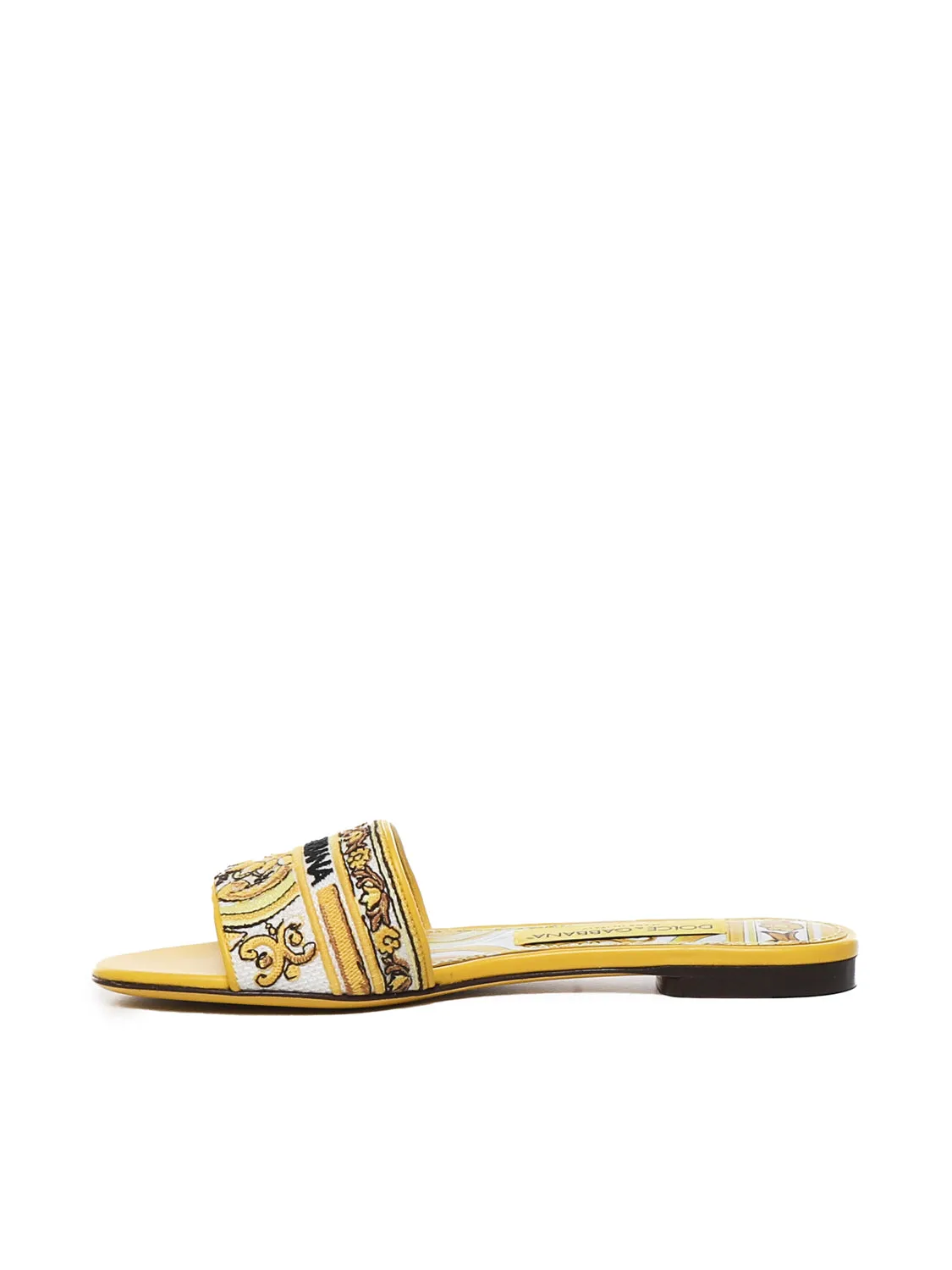 Majolica Yellow Calfskin Slides