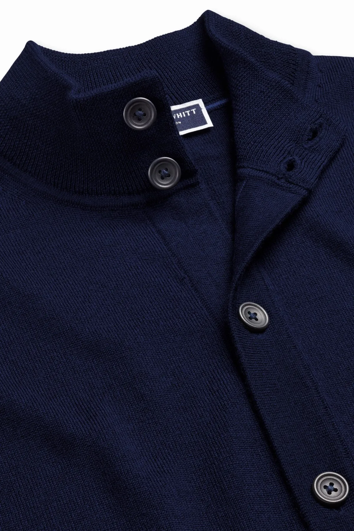 Navy Blue Button Through Funnel Neck Cardigan