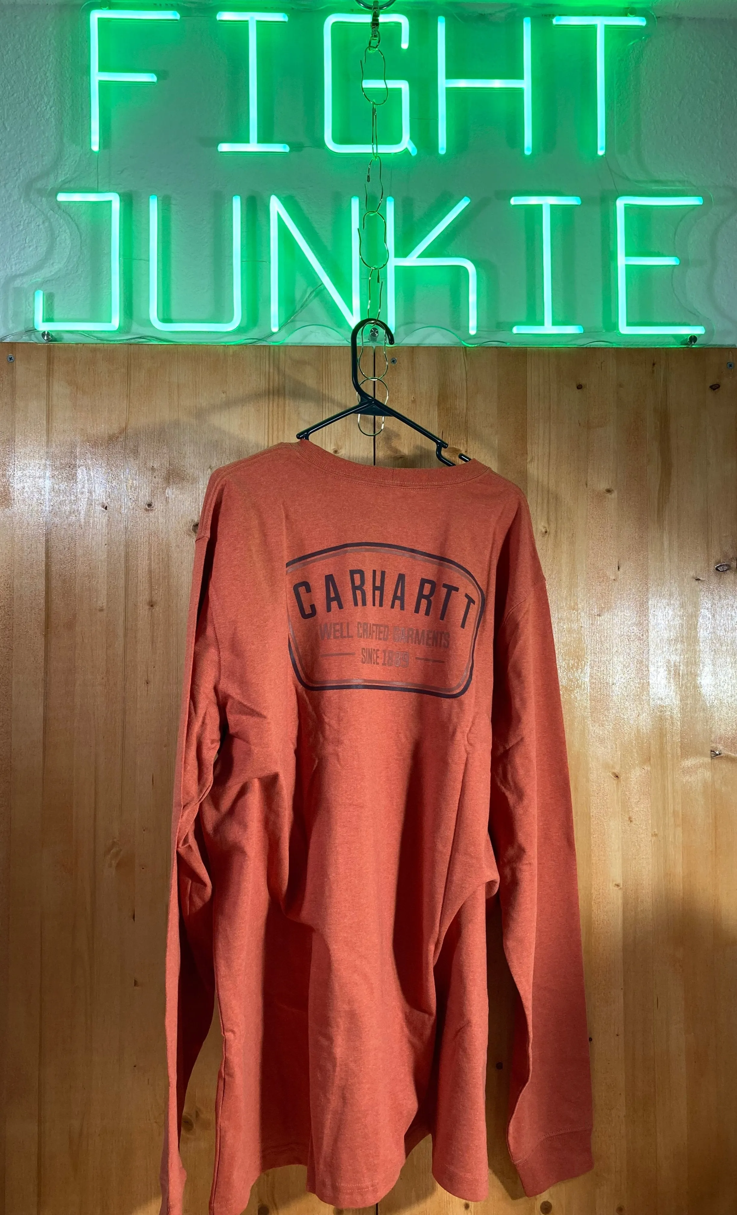 NEW! CARHARTT TK5422 2XLT Relaxed Fit Adult Mens Long Sleeve Burnt Orange T Shirt Tee Shirt