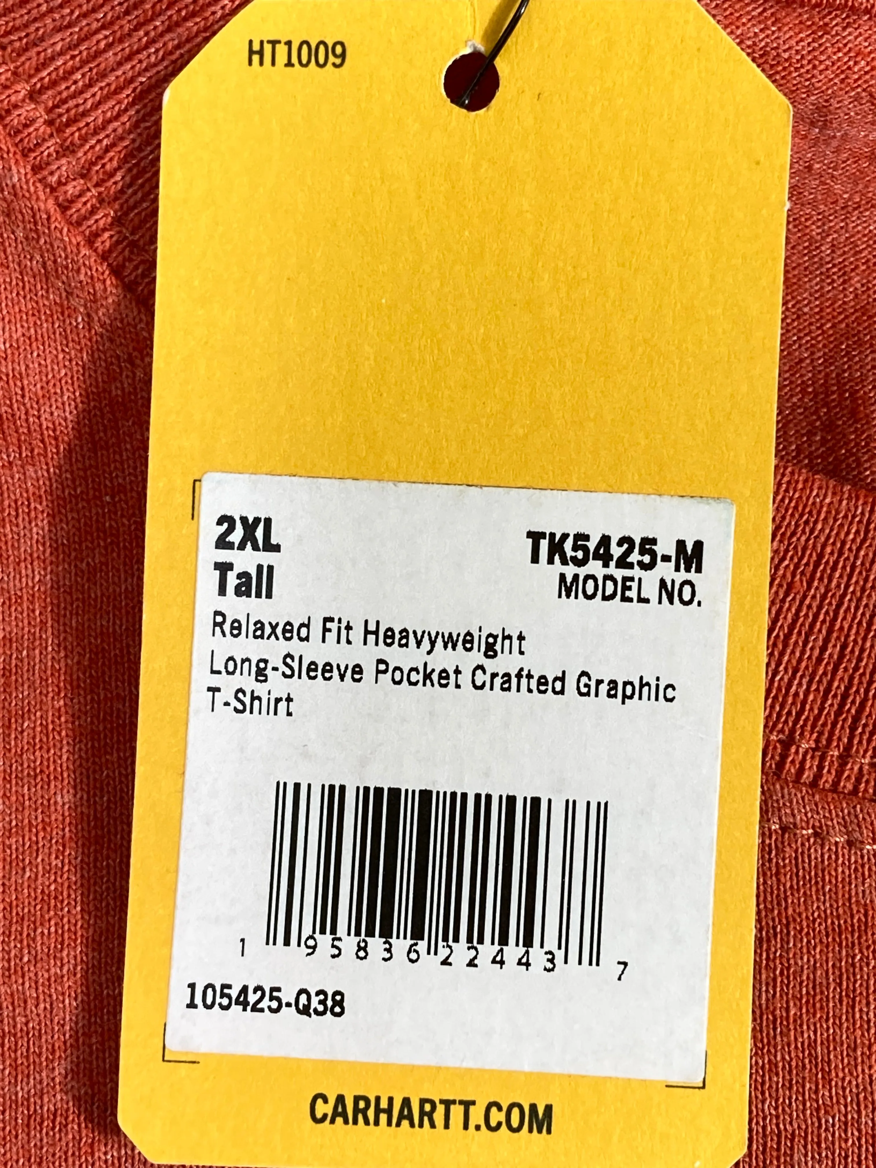 NEW! CARHARTT TK5422 2XLT Relaxed Fit Adult Mens Long Sleeve Burnt Orange T Shirt Tee Shirt