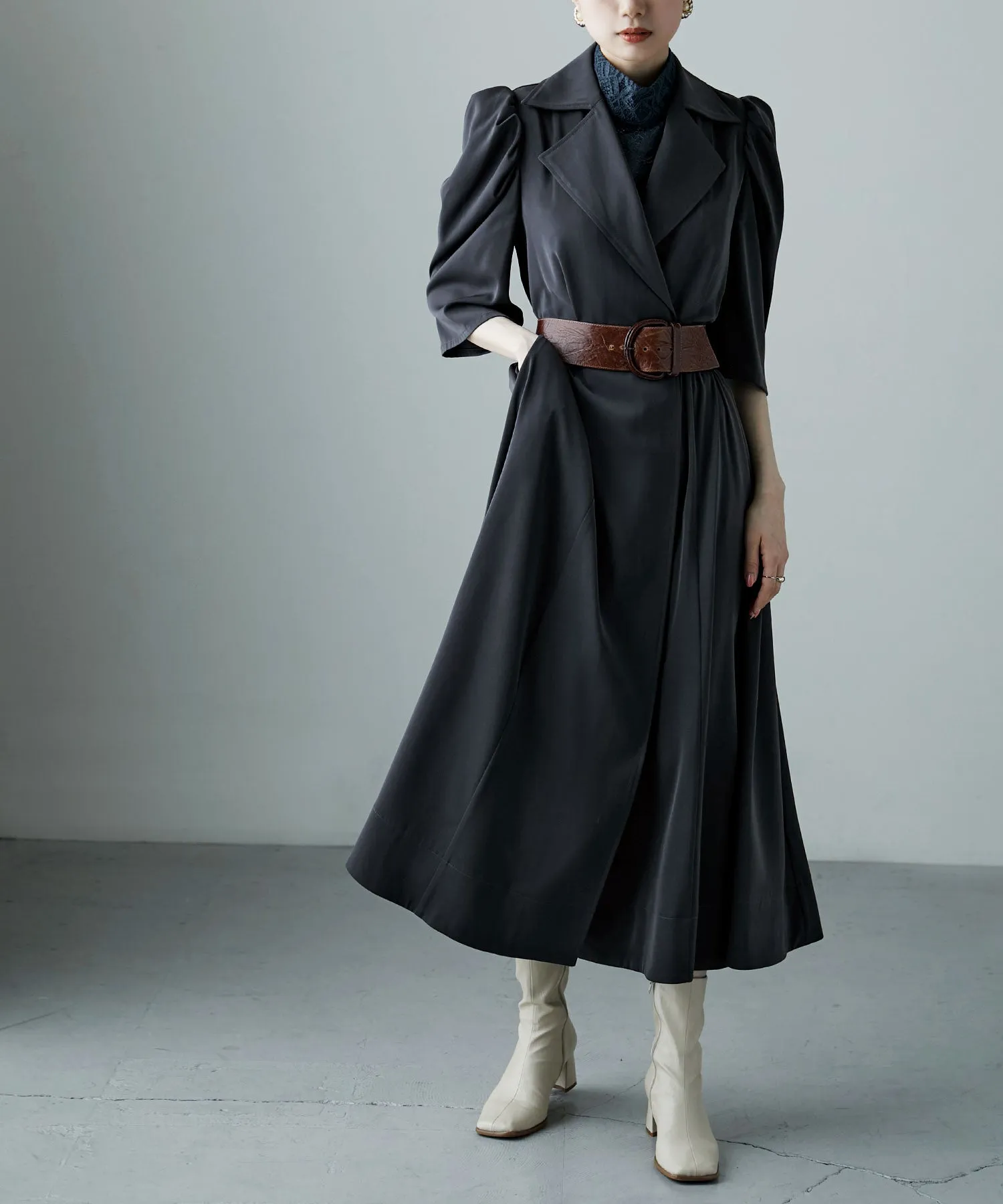 Tailored collar shirt dress