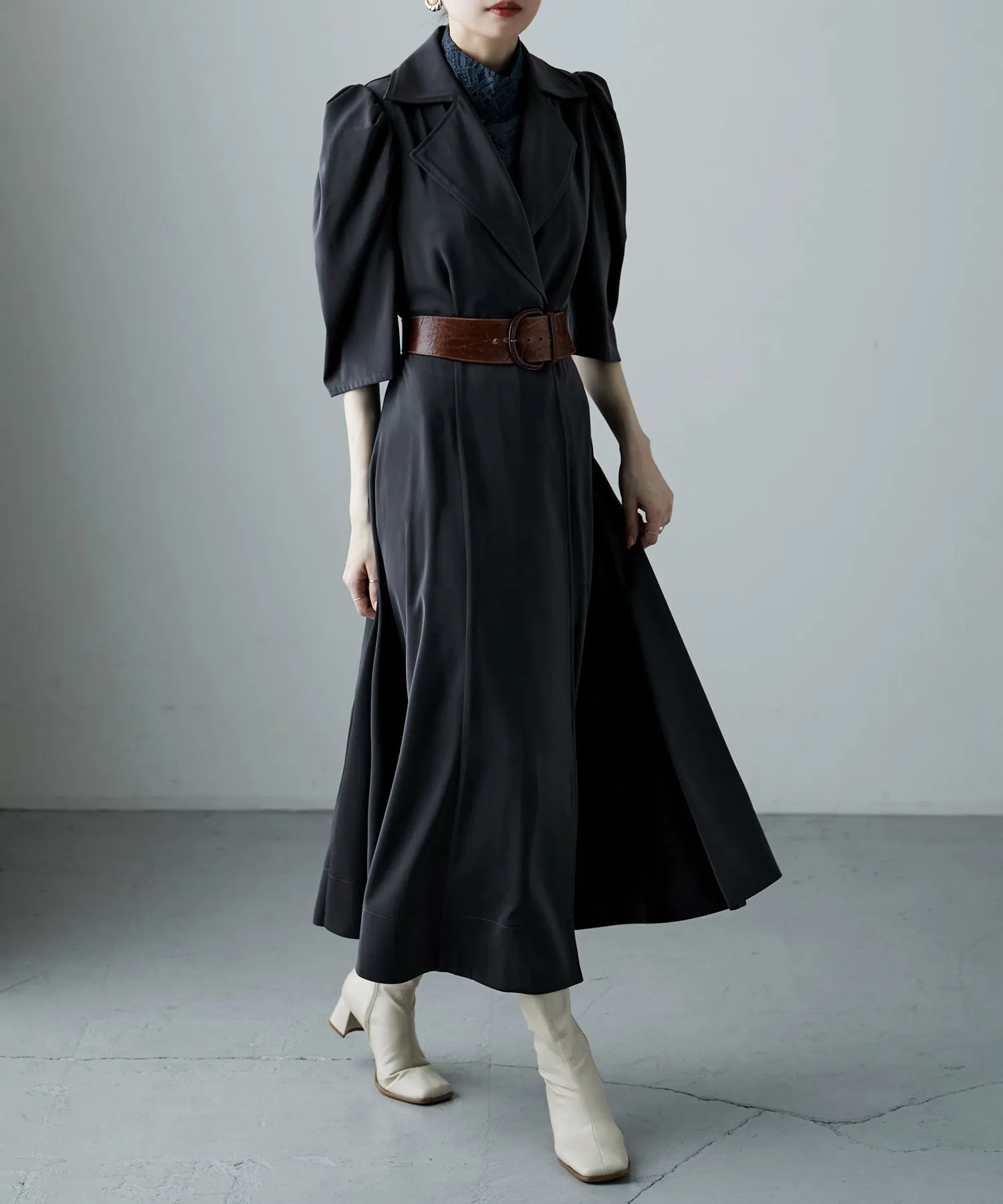 Tailored collar shirt dress
