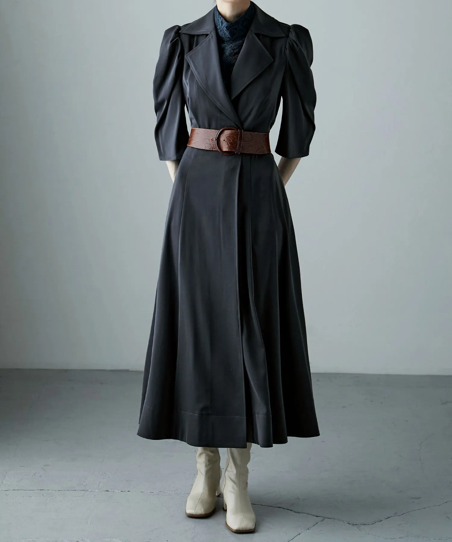 Tailored collar shirt dress