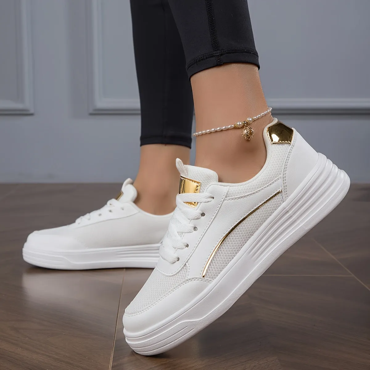 Women's Breathable Mesh Sneakers, Casual Lace Up Outdoor Shoes, Comfortable Low Top Sport Shoes
