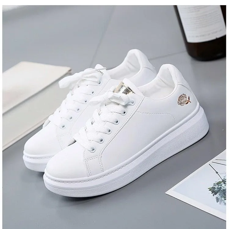 Women's Casual Embroidered White Sneakers