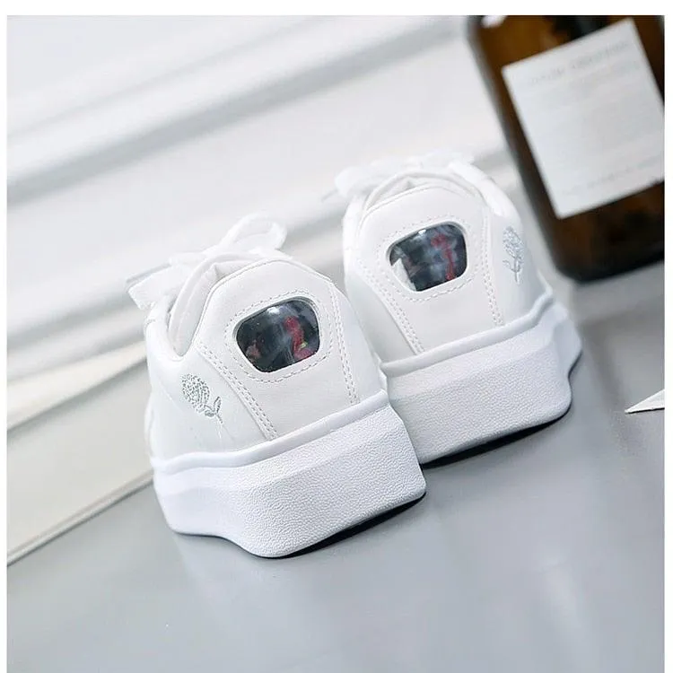 Women's Casual Embroidered White Sneakers