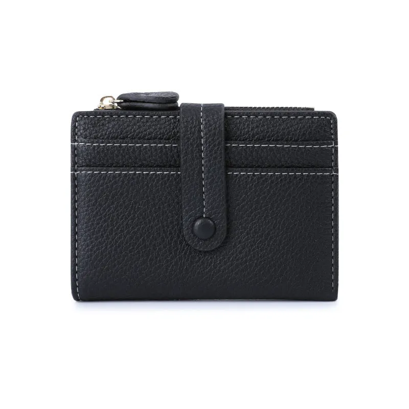 Women's Rfid Anti-theft Refreshing Multiple Card Slots Short Litchi Wallet