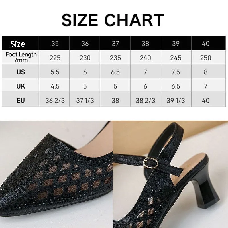 Womens Rhinestone Hollow-out Breathable High-heeled Sandals