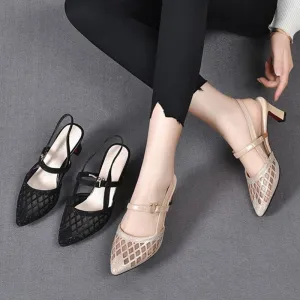 Womens Rhinestone Hollow-out Breathable High-heeled Sandals